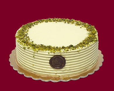 Marzipan cake with pistachio cream